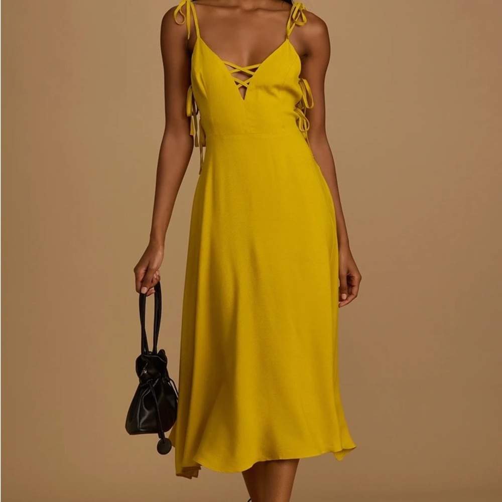 Lulu's Yellow Sleeveless Sundress Midi